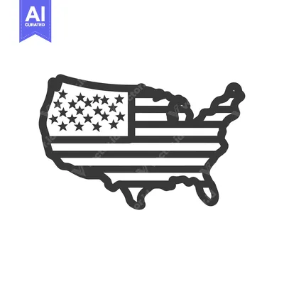 Aset premium populer: United States Map Filled with American Flag Pattern, Isolated Icon