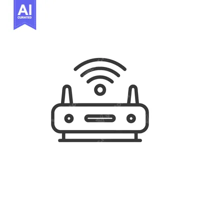 Premium design asset: Modern Router Icon with Wireless Signal, Clean Line Art Design