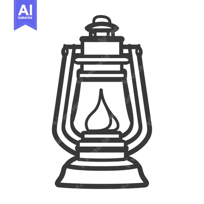 Aset desain premium: A simple illustration of a vintage oil lantern is present