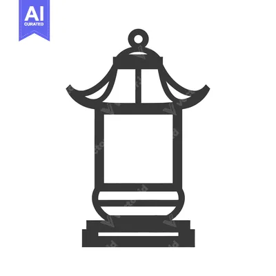 Premium design asset: An oriental style lantern displayed in a minimalist monochromatic desi