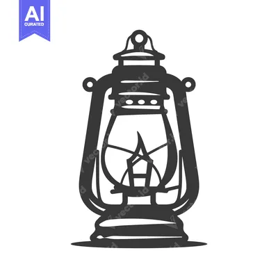 Aset desain premium: An illustrative depiction of an old fashioned oil burning lantern