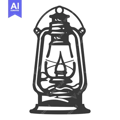 Aset desain premium: The detailed illustration depicts an old fashioned kerosene lantern