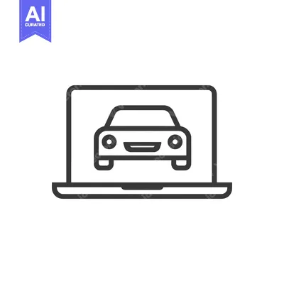 Aset premium populer: Car Icon on Laptop Screen: Automotive Technology Concept, Minimalist D
