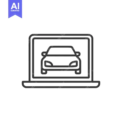 Aset desain premium: Car on Laptop Screen: Automotive Technology, Online Vehicle Services