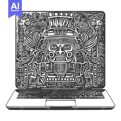Aset premium populer: Laptop Displaying an Aztec-Inspired Illustration