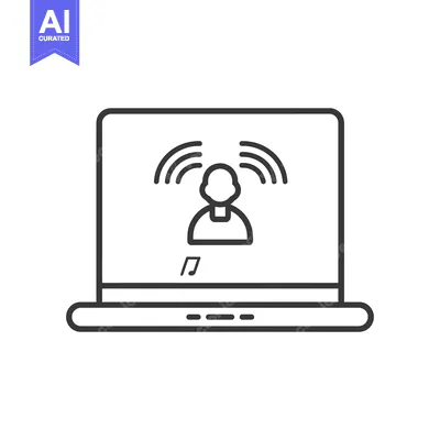 Aset premium populer: Laptop screen with an outline of a person and sound waves