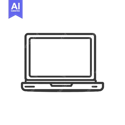 Aset desain premium: Minimalist Laptop Icon: Clean, Modern Design for Technology Concepts