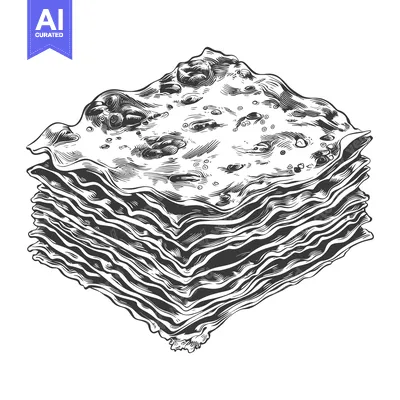 Popular premium asset: A Detailed Drawing Of A Delicious Lasagna Dish