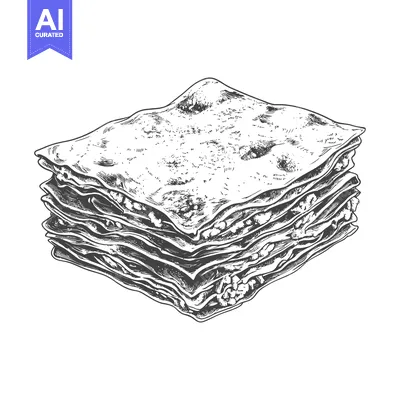 Aset desain premium: A Detailed Hand Drawn Illustration Of Baklava