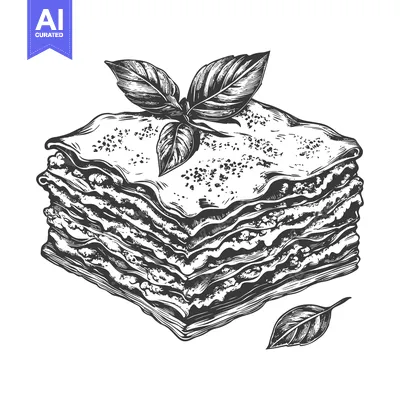 Aset desain premium: A Delicious Serving Of Layered Lasagna With Basil