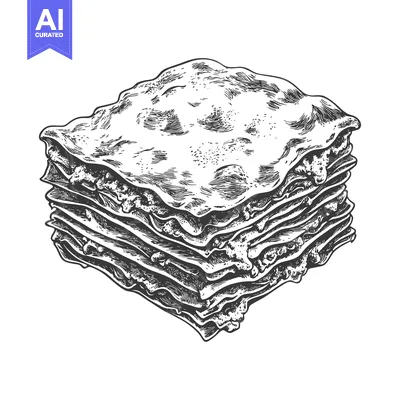 Aset premium populer: A Detailed Illustration Of A Lasagna Serving