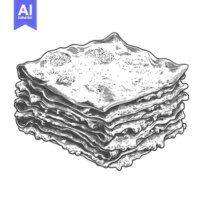 Aset premium populer: A Delicious Hand Drawn Lasagna Illustration