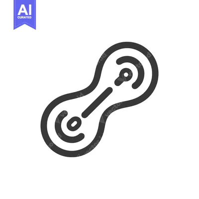 Abstract Peanut-Shaped Icon with Concentric Circles and Connecting Lin