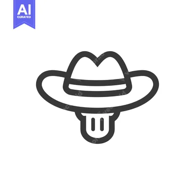 Aset premium populer: Simple black and white image of a cowboy hat illustration