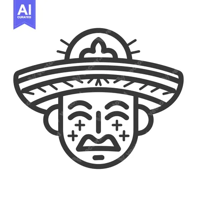 Aset desain premium: A stylized depiction of a person wearing a wide brimmed hat