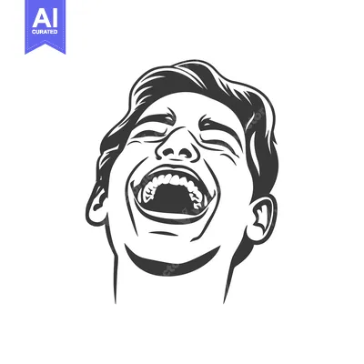 Aset premium populer: A graphic illustration depicts a person laughing hysterically with joy