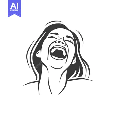 Aset premium populer: A joyful illustration of a woman laughing with her mouth open