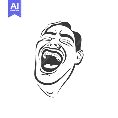 Aset premium populer: A graphic black and white illustration of a laughing person