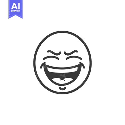 Aset premium populer: A simple smiling round face demonstrating happiness through open mouth
