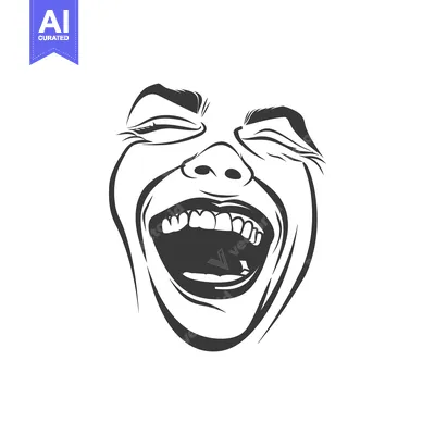Popular premium asset: A sketch of a face laughing with eyes closed and mouth open