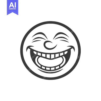 Premium design asset: A smiling face illustration with exaggerated features and wide open mo