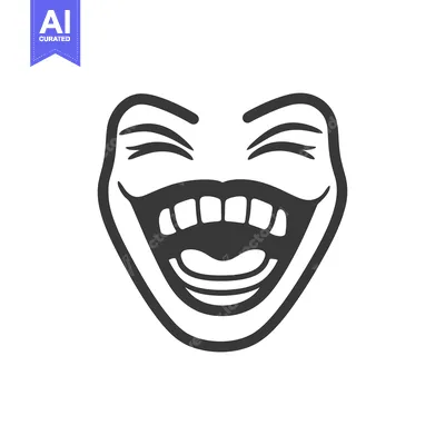 Aset desain premium: A stylized line drawing of a happy open face