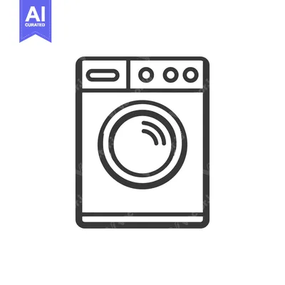 Aset premium populer: Minimalist Washing Machine Icon: Clean Laundry Symbol, Modern Line Art