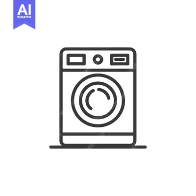 Aset premium populer: Minimalist Washing Machine Icon: Clean Laundry Symbol in Bold Outline