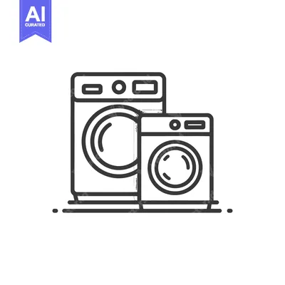 Premium design asset: Minimalist Washing Machines: Clean Line Art for Laundry Concepts