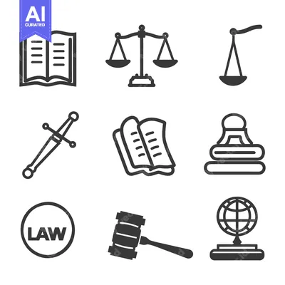Aset desain premium: Illustrations showcasing justice symbols commonly used in legal enviro