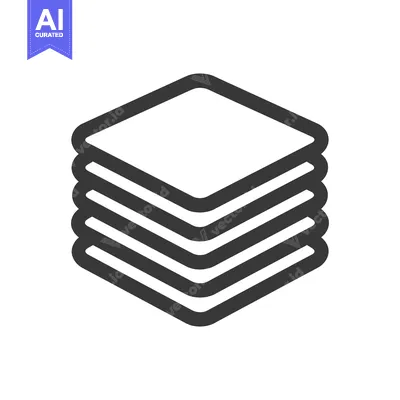 Aset premium populer: Stacked Rounded Square Icon: Layered Design, Minimalist Style, Dark Gr