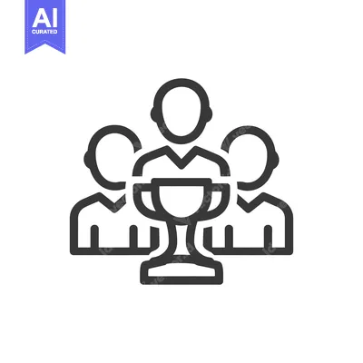 Aset premium populer: Teamwork Triumphs: Minimalist Icon of Group Achievement with Trophy