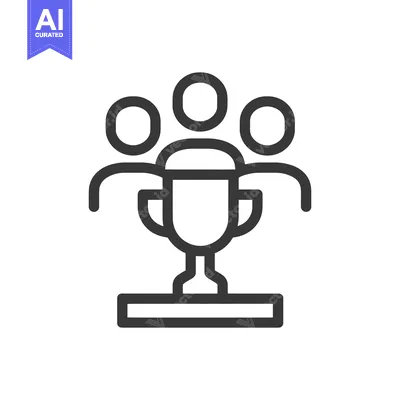 Aset desain premium: Teamwork Triumph: Minimalist Icon of Collaboration and Victory with Tr