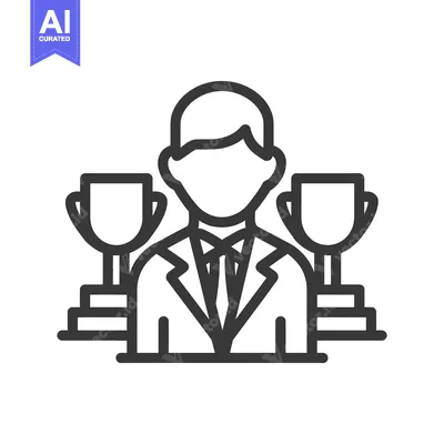 Aset premium populer: Winner Icon: Businessman with Trophies, Success, Achievement, and Reco