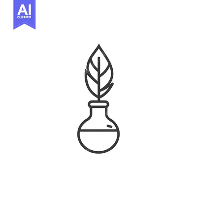 Premium design asset: Leaf Emerging from a Beaker Filled with Liquid