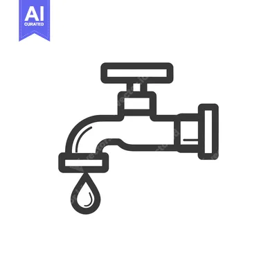 Aset desain premium: Bold Outline Icon of a Dripping Water Faucet on White Background