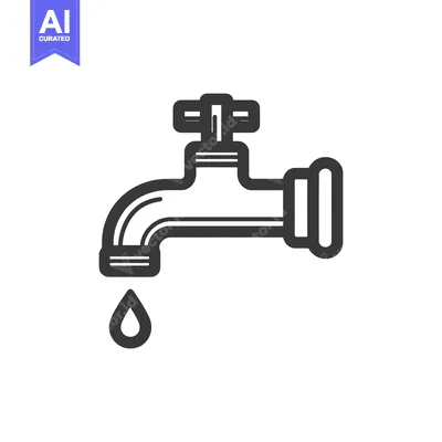 Premium design asset: Leaky Faucet Icon: Simple Black and White Water Conservation Symbol