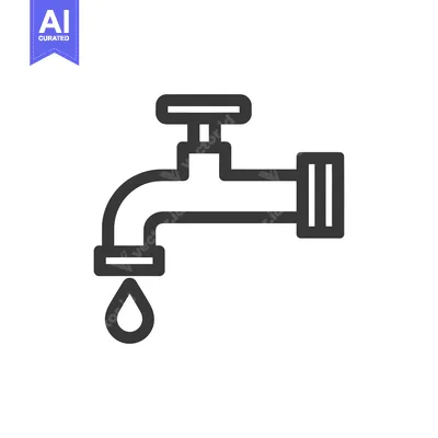 Popular premium asset: Minimalist Water Tap Icon with Dripping Water Drop on White Background