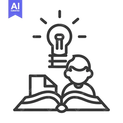 Aset premium populer: A person reading with a glowing idea above an open book