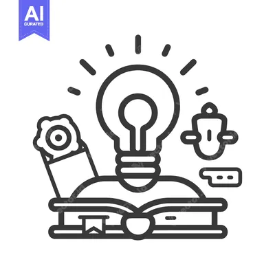 Aset premium populer: An illuminated lightbulb above an open book symbolizes an idea