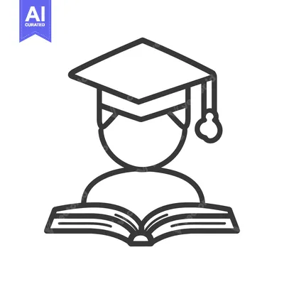 Aset desain premium: An illustration of a student wearing a cap reading a book