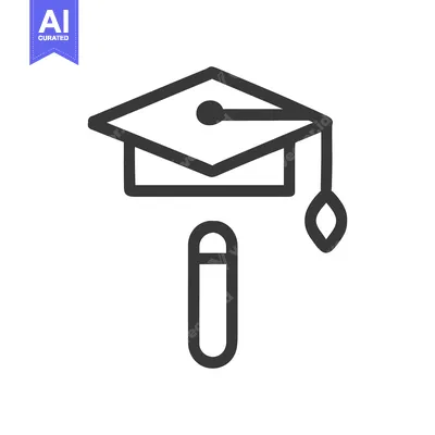 Aset desain premium: A simple illustrated graphic of education and graduation symbols