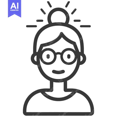 Popular premium asset: A simple illustration of a woman wearing round glasses and smiling