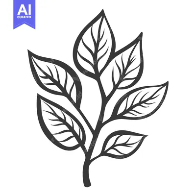 Aset premium populer: Simple illustration displaying a stylized branch with several leaves