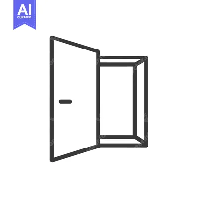 Minimalist Open Door Icon: Simple Line Art Symbolizing Opportunity and