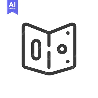 Aset desain premium: Open Book Icon with Geometric Shapes, Dark Gray Outline on White
