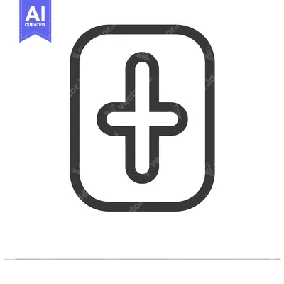 A plus sign graphic icon contained within a rounded square frame