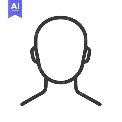 Premium design asset: Black and white simple graphic illustration of a human head