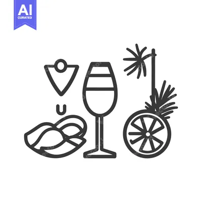 Aset premium populer: A stylized illustration displaying various elements of food and drinks