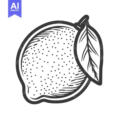 Popular premium asset: A black and white illustration depicts a lemon with a leaf